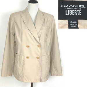 Vintage Emanuel Ungaro Liberte Cotton Safari Double Breasted Blazer Jacket Sz 10